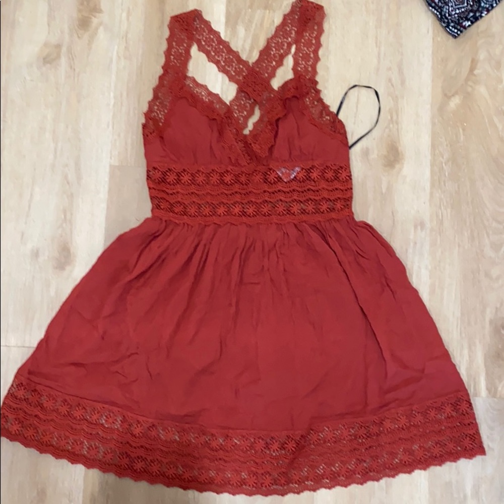 Super cute fall color dress with lace, never worn